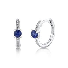 Style Number - AZ16054 Contemporary Fine Jewelry, Diamond Earrings For Women, Diamond Huggies, White Gold Hoops, White Gold Sapphire, Blue Sapphire Diamond, Huggie Hoop Earrings, Rose Gold Diamonds, Sapphire Gemstone