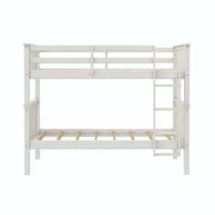 Bailen Wooden Bunk Bed - White - Twin-Over-Twin Wooden Bunk Bed, White Bunk Beds, Twin Over Twin Bunk Bed, Wooden Bunk Beds, Twin Bunk Bed, Top Bunk, Shared Bedroom, Kids Bed, Twin Bunk Beds