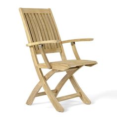 a wooden folding chair on a white background