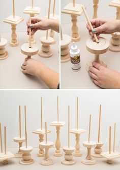 the process of making candlesticks out of wood