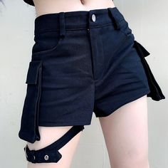 Punk Shorts, Wide Leg Pants Jeans, Punk Streetwear, Cheap Womens Fashion, Black Punks, Streetwear Shorts, Gothic Punk, Shorts Summer, Pop Rock