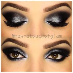 Dresser Makeup, Prom Makeup For Brown Eyes, Silver Eye Makeup, Maybelline Color Tattoo, New Years Eve Makeup, Black Smokey Eye