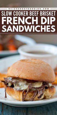 Craving a beefy, savory meal? Try the BEST Slow Cooker French Dip Sandwich Recipe for an easy, melt-in-your-mouth dinner. These slow-cooked sandwiches are a must-try for easy homemade meals that everyone will love! Party Food Meat, Brisket Sandwiches, Slow Cooker Beef Brisket, Beef Brisket Sandwich, French Dip Recipes, Crispy Oven Fried Chicken, French Dip Sandwiches, Slow Cooker Chicken Chili, Dip Sandwiches