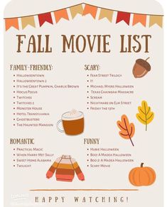 the fall movie list is filled with things to do for your family's halloween movies