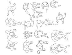 an image of cartoon characters doing different things in the air with their arms and legs