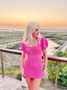 It doesn't get better than the Leah Hot Pink Crochet Dress from Sassy Shortcake -- this pretty mini dress has puff sleeves and can be worn as a dress or a swim coverup. Pink Crochet Dress, Hot Pink Crochet, Pretty Mini Dresses, Sassy Shortcake, Swim Coverup, Pink Crochet, Crochet Rose, Marker Art