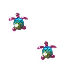 Keep swimming through life with these guys by your side! Adorable pink turtle has black gem eyes with an ombre holographic blue scale shell. Closure: Clip on Material: Plastic - Claire's Holographic Scale Turtle Clip On Stud Earrings Unicorn Ears, Holographic Blue, Turtle Jewelry, Black Gems, Magnetic Earrings, Turtle Earrings, Fashionable Jewelry, Blue Backpack, Girls Earrings