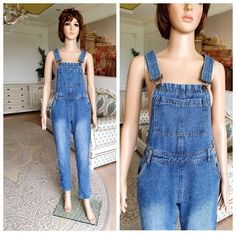 Denim jumpsuit jean jumpsuit Denim Overall vintage womens overall pants jean overalls Retro overalls Bib Overall S grunge overalls Bib Dungarees 95% cotton 5% polyester height of the woman in the photo - 180 cm Please refer to photos for details of condition.  Condition: very good vintage Measurements: Inseam : 75 cm/29.5" Rize  48 cm/18.9" Length: 138 cm  /54" Hips- 98 cm/ 38.6" Waist 72 cm/ 28.3"  Size: UK-8  EUR-36  US-4 S note The color on the pictures may vary due to monitor settings and li Denim Overalls With Pockets, Utility Washed Overalls Jumpsuit, Medium Wash Denim Bib Front Jumpsuits And Rompers, Medium Wash Denim Jumpsuits And Rompers With Bib Front, Casual Medium Wash Full-length Jumpsuits And Rompers, Denim Bib Front Jumpsuits And Rompers In Medium Wash, Casual Medium Wash Full Length Jumpsuits And Rompers, Casual Medium Wash Full-length Jumpsuit, Casual Medium Wash Full-length Overalls