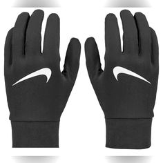 Brand New Never Worn With Factory Packaging Nike Dri Fit Lightweight Black With Silver Nike Logo Running Gloves With Touch Screen Compatible Thumb And Forefinger Nike Gloves, Running Gloves, Nike Accessories, Cycling Workout, Nike Tech, Nike Fashion, Wet Weather, Football Boots, Man Running