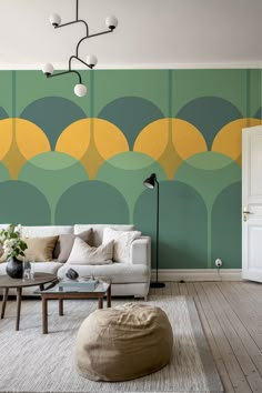 Modern Art Deco Wallpaper design from HappyWall Interior Mural Ideas, Modern Art Deco Wallpaper, Green Art Deco Wallpaper, Dopamine Home, Satisfying Painting, Family Photos Wall Decor, Room Wallpaper Designs, Arte Art Deco, Abstract Wall Murals