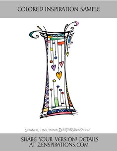 an image of a vase with hearts on it and the words, colored inspiration sample share your version details