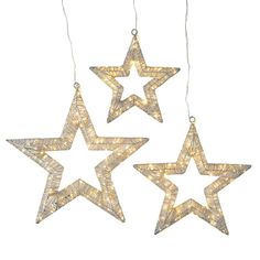 three star shaped lights hanging from strings