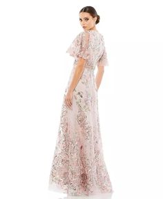 Mac Duggal - Bride Ideas, Mother Of Groom Dresses, Mac Duggal Dresses, Full Length Gowns, Mob Dresses, Embellished Gown, Column Gown, Butterfly Sleeve, Floral Butterfly