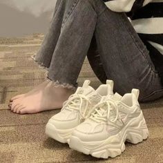 LBSFY - White Platform Sneakers Casual Women's Sports Shoes Buffalo Korean Designer Vulcanize Vintage Tennis Female Footwear Oversize Outfits, Korean Shoes, Sparkle Outfit, White Platform Sneakers, Plateau Sneaker, Dr Shoes, Soft Girl Clothes, Vintage Tennis, Fashion Vocabulary