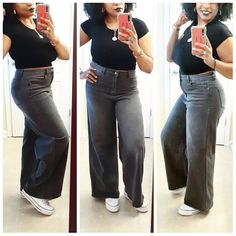 *These Brand New Jeans By New York & Co. Are Just Fabulous! They Are A Grayish Black, With An Wide Leg, And High Waist. They Have A Zippered, And Button Front. They Have A Nice Comfortable Stretch, With A Very Flattering Fit. These Are Super Versatile. You Can Wear Them With A Crop Top, Or Cropped Jacket, Or A Nice Blouse. Heels Or Sneakers Would Look Great! These Are Timeless!* Jeans With Jordans, Crop Jeans Outfit, Wide Leg Black Jeans Outfit, Black Wide Leg Jeans Outfit, Cropped Jeans Outfit, Wide Leg Black Jeans, Jeans Outfit For Work, Black Wide Leg Jeans, Wide Leg Jeans Outfit