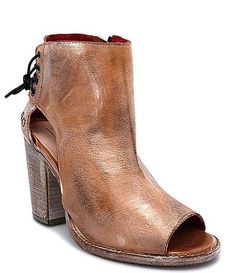 Bed Stu Women's Yurisa Leather Booties | Dillard's Bed Stu, Cute Cuts, Ykk Zipper, Peep Toe Heels, Have You Seen, Dillard's, Leather Wraps, Leather Booties, Vegetable Tanned Leather