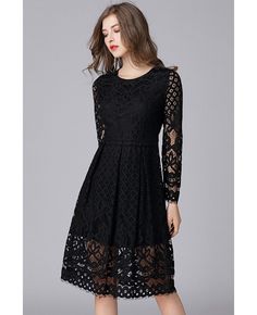 Get 10% off now! Buy L-5XL Little Black Hollow Out Lace Dress Long Sleeved at cheap price online. Free stable shipping and pro custom service since 2009. Long Sleeve Hollow Out Evening Dress, Long Sleeve Lace Dress For Winter, Spring Long Sleeve Lace Dress For Night Out, Black Dresses With Lace Sleeves For Winter, Spring Lace Dress With Long Sleeves For Night Out, Elegant Hollow Out Dress For Fall, Evening Dress With Long Sleeves And Hollow Out Details, Winter Long Sleeve Lace Dress, Long Sleeve Lace Patchwork Dress For Night Out