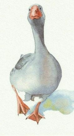 a watercolor painting of a seagull sitting on the ground