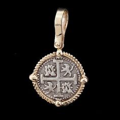 Great Shopping Atocha Sunken Treasure Jewelry - Small Silver Coin Pendant w/14K Gold Frame, Fashion Jewelry Gold Coin Jewelry, Coin Frame, Sunken Treasure, Silver Ingot, Treasure Jewelry, Silver Jewels, Ancient Jewelry, Coin Jewelry, Silver Coin