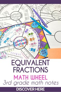 an image of a math notebook with the words equivalentnt fractions on it