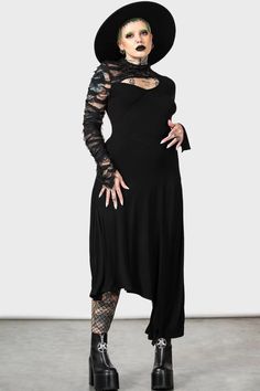 Aubrette Dress | Killstar Witchy Fashion Plus Size, Goth Maternity, Midsize Goth, Plus Size Goth Outfits, Baddie Costumes, Strega Fashion, Casual Goth, Gender Neutral Clothes, Goth Shirt