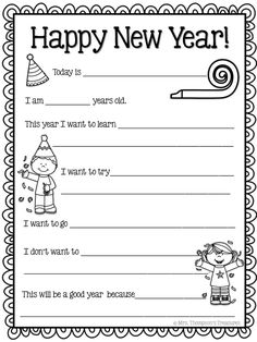 a new year's resolution for kids to write and draw in their own handwriting