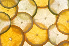 slices of lemon and lime are arranged in a pattern