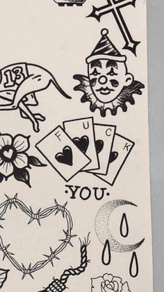 an image of tattoos on the back of a sheet of paper that says i love you