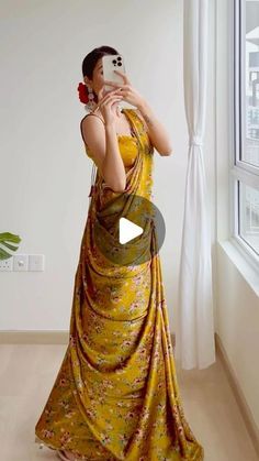 New Drape Saree, Saree Look For Haldi Function, Blouse On Designer Saree, Haldi Saree Draping, Saree Styles For Wedding Function, Saree For Friends Wedding Indian, Function Saree Look, Best Saree Draping Styles, Unique Wedding Dresses Indian Style