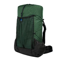 the back pack is green and black