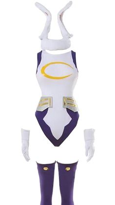 a women's football uniform is shown in white and purple, with gold accents