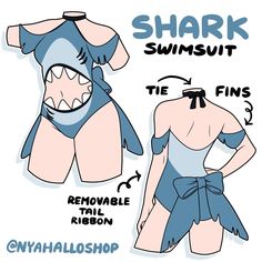 the shark swimsuit is designed to look like a woman's bathing suit, and has