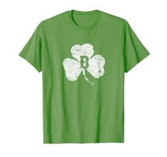 a shamrock with the letter b on it's front in white and green t - shirt