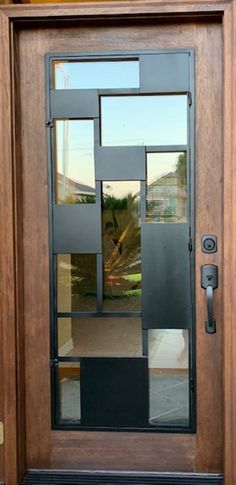 Modern BR11 Pre-hung and Finished Mahogany Wood and Iron Entry - Etsy Mahogany Wood Doors, Wood Door Frame, Iron Entry Doors, Modern Exterior Doors, Timber Homes, Doors Ideas, Contemporary Door, Contemporary Doors, Brick Molding