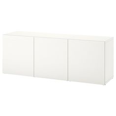 a white cabinet with three doors on one side and two cupboards on the other