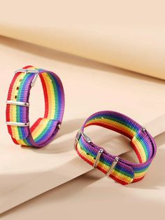 2pcs LGBT Rainbow Striped Pattern Belt Bracelet Description Color: Multicolor Gender: Women Material: Polyester Style: Fashionable Size & Fit Product Measurements IN Size Length one-size 9.8 BT174-1 Customer Reviews Average Rating   4.96 The colors are really vibrant and this looks amazing. The holes on it go almost al the way around so any wrist size no matter how big or small could probably fit. Color: Multicolor Adjustable Multicolor Bracelets For Pride, Lgbtq Clothing, Pride Bracelet, Rainbow Bracelet, Pen Drive, Watches Women Fashion, Travel Cosmetic Bags, Unisex Gifts, Rainbow Pride