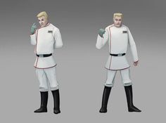 the star wars action figures are shown in two different poses, one with his hand up to