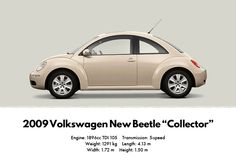 the volkswagen new beetle collector brochure is shown in this image, it's beige