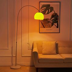 a living room scene with focus on the floor lamp