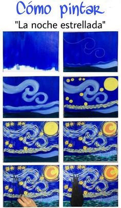 the process of painting starry night with acrylic paint