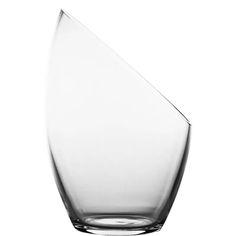 an empty glass vase on a white background