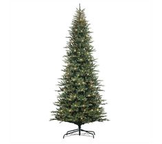 a tall artificial christmas tree with white lights