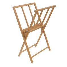 a wooden folding chair on a white background