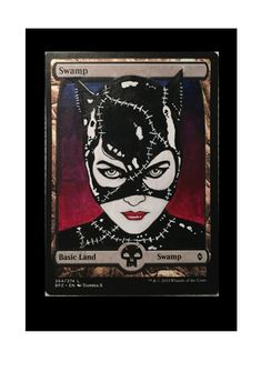 a card with a woman's face painted on it