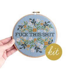 F**k This Shit Cross Stitch Kit - The Craftivist Cross Stitch Onto Clothes, Cross Stitch And Embroidery, Hand Cross Stitch Pattern, Negative Space Cross Stitch, Cross Stitch Cactus Pattern, Silly Cross Stitch Pattern, Swear Word Cross Stitch, Subversive Cross Stitch Patterns Free Funny, Alternative Cross Stitch