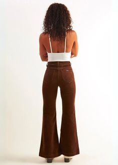 Brown Low Rise Flare Jeans, Luxury Brown Jeans For Work, Luxury Brown Jeans, Luxury Brown Jeans For Workwear, Rollas Jeans, Pocket Stitching, Latest Jeans, Denim Sweater, Flare Leg Jeans