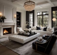 2 Conversation Areas In Living Room, Chic New York Apartment, Hollywood Glam Living Room Luxury, Casual Elegant Living Room, Transitional Interior Design Style Living Room, Montana Fireplace, American Classic Living Room, Square Living Room Layout, American Living Room Design