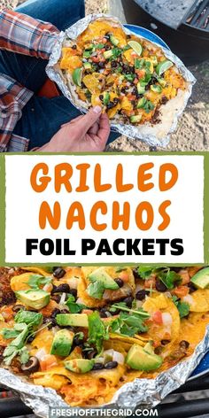 grilled nachos foil packets with text overlay