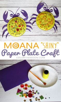 paper plate crab craft for kids to make with the moon shiny paper plate craft