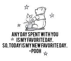 a winnie the pooh quote with stars on it and an image of a teddy bear holding